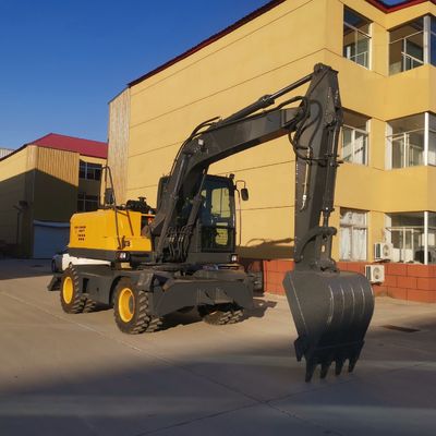 Cummins Motorlu 2200rpm Tekerlekli Mini Ekskavatör Kepçe Tekerlekli Ekskavatör