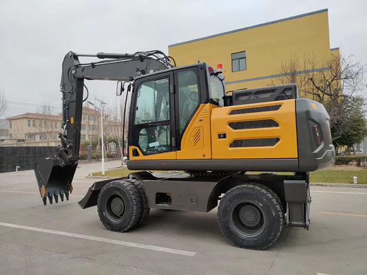 Mini Log Grapple Wheel Backhoe Excavator 0.6cbm 0.8cbm Belediye Mühendisliği için
